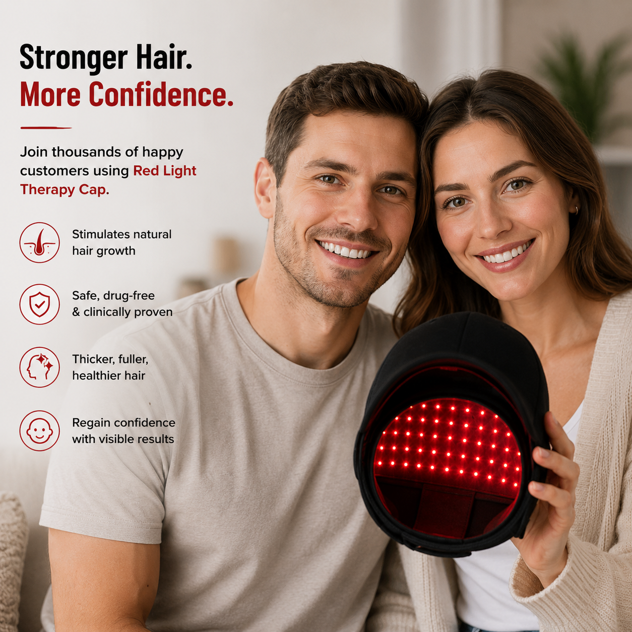 🔥 Advanced Clinical-Grade Red Light Hair Regrowth Therapy Cap
